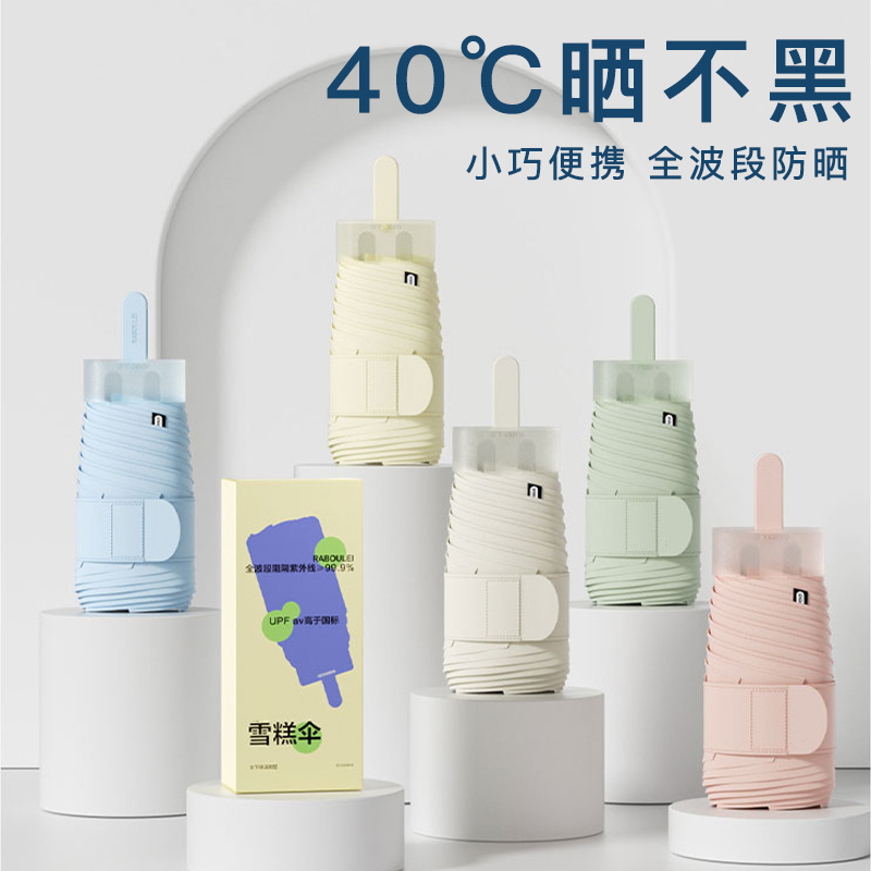 六折太阳透明伞女防晒防紫外线小巧便携遮阳伞晴雨两用迷你卡片口袋伞高清大图