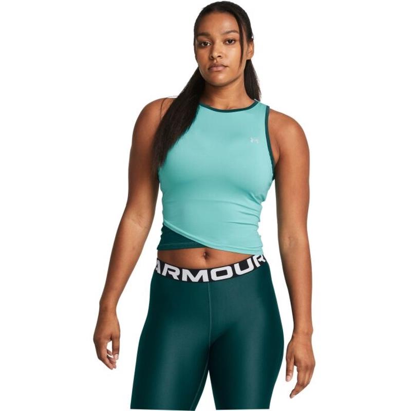 Under Armour安德玛运动背心女速干排汗四向弹力贴身浅绿色高清大图