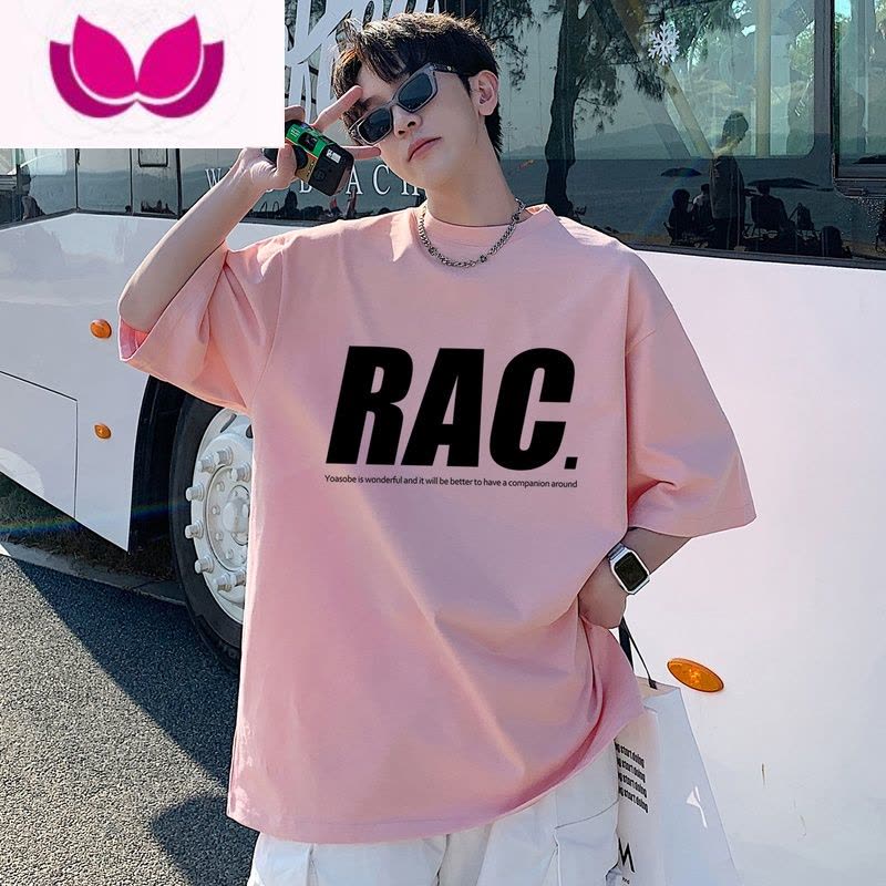 七斓红色美式短袖t恤男士潮牌痞帅夏季复古潮流大码oversize男款衣服图片