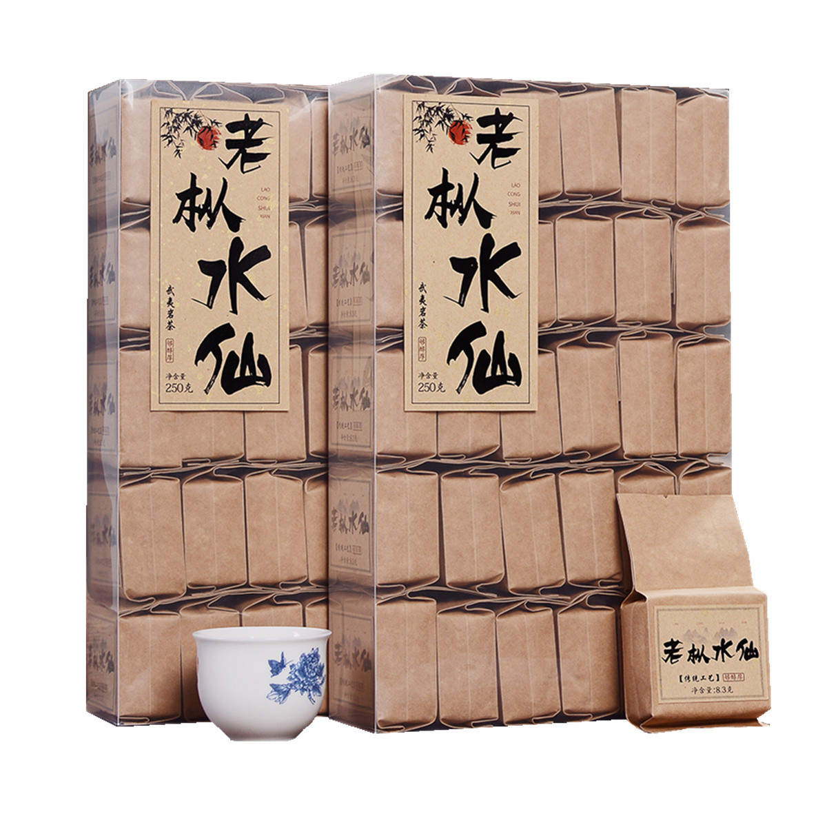 痴福 武夷乌龙茶 武夷山茶叶大红袍小泡装老枞水仙浓香型500g 小泡袋装二盒500g