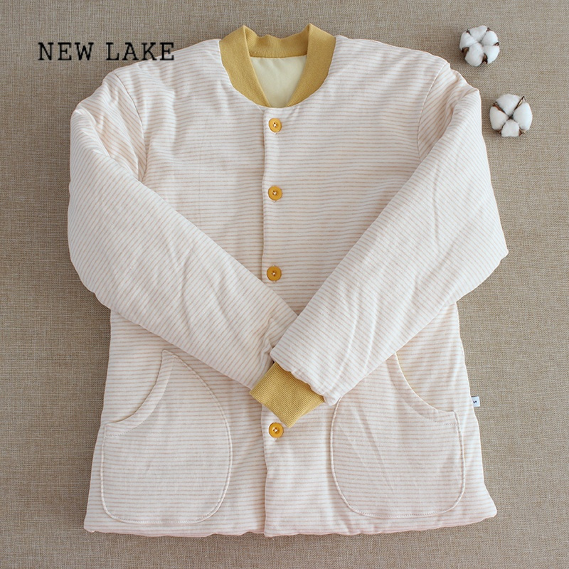 new lake纯棉花条纹女士棉袄中老年棉衣成人加厚保暖棉服居家外穿冬季