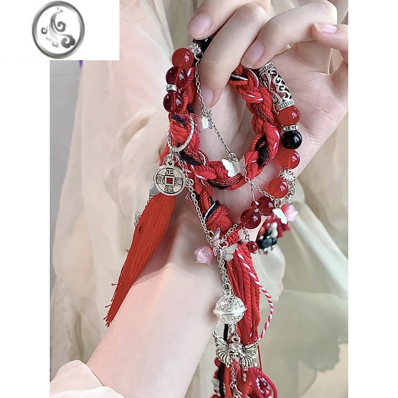 jimi新中式五帝钱编织手链女原创国风藏式手绳民族风饰品流苏铃铛手饰