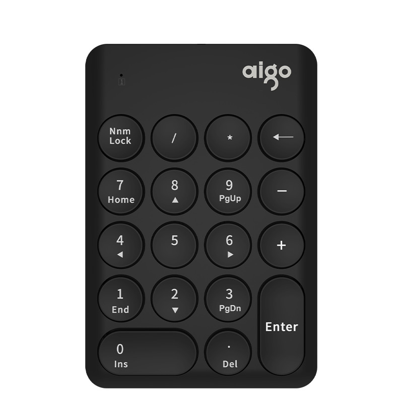 爱国者(AIGO)笔记本电脑无线USB外接迷你数字小键盘 会计出纳财务键盘 适合MAC/WIN多系统兼容 N18黑色