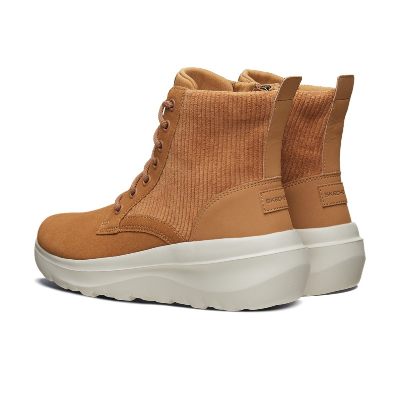 Skechers斯凯奇加绒拼接保暖中筒靴雪地靴时尚高帮马丁靴女鞋子667500