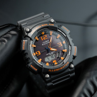 卡西欧防水运动手表男多功能情侣表AQ-S810W太阳能男表女表光能表AQ AQ-S810W-8A太阳能+百米防水