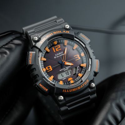 卡西欧防水运动手表男多功能情侣表AQ-S810W太阳能男表女表光能表AQ AQ-S810W-8A太阳能+百米防水