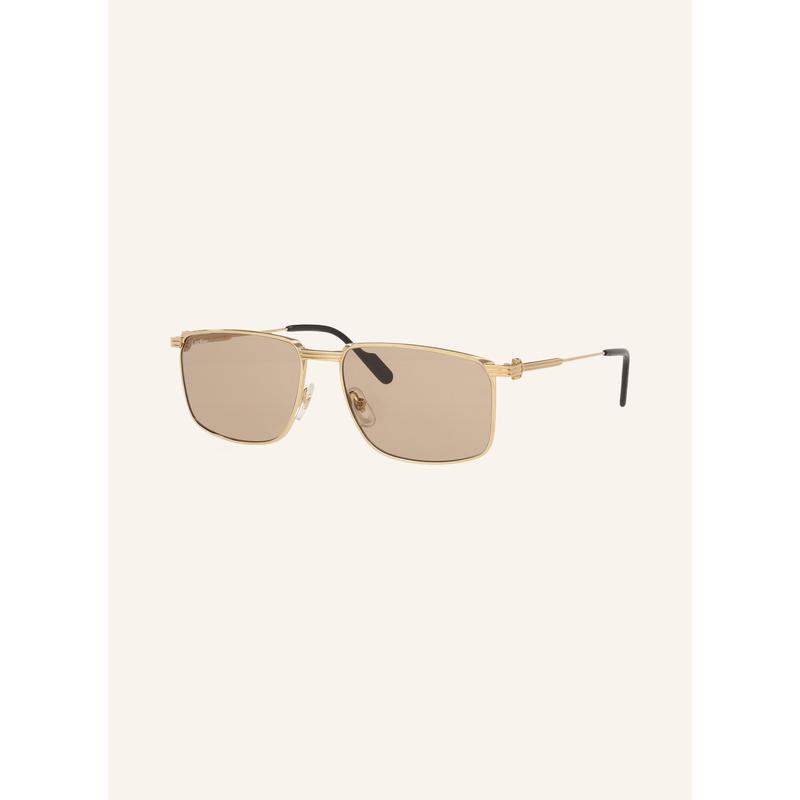 Cartier女款金属框矩形太阳镜金光镜盒装墨镜25夏季新款 2300D1_-_GOLD_/_BROWN_GRADATIO