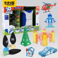 勾勾手早教益智玩具3D创意DIY立体涂鸦成型机儿童手工制作材料包创意黑科技 3D立体成型机（蓝色）