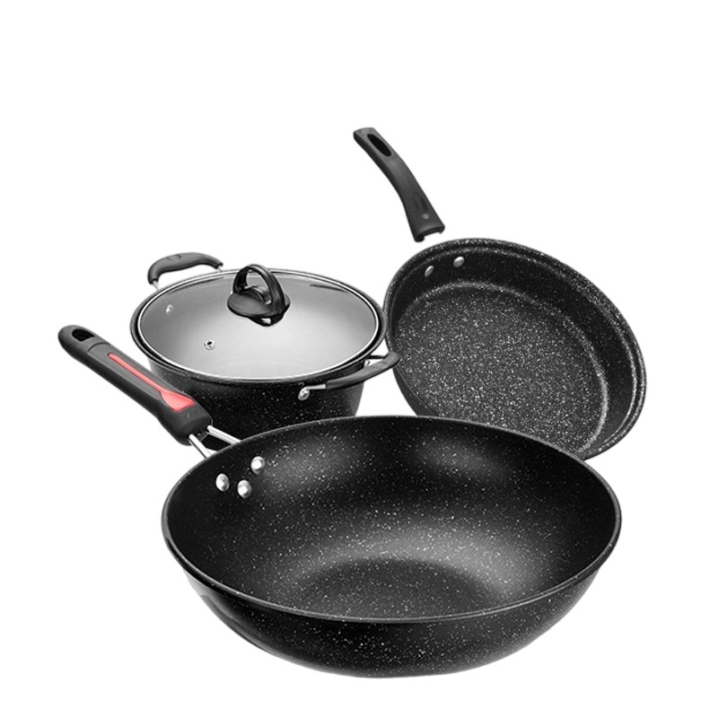 梵澜狸麦饭石不粘锅具套装SZ46 套高清大图