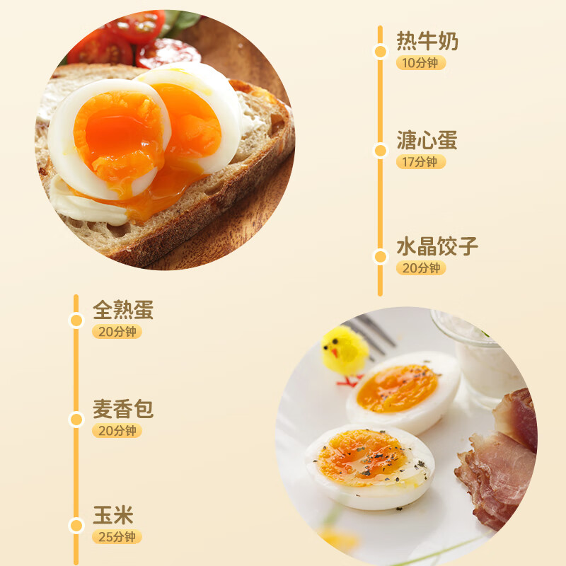 志高(CHIGO)煮蛋器蒸蛋器304不锈钢(米黄/双层带碗+不锈钢片+不锈钢盖) JPZDQ859高清大图