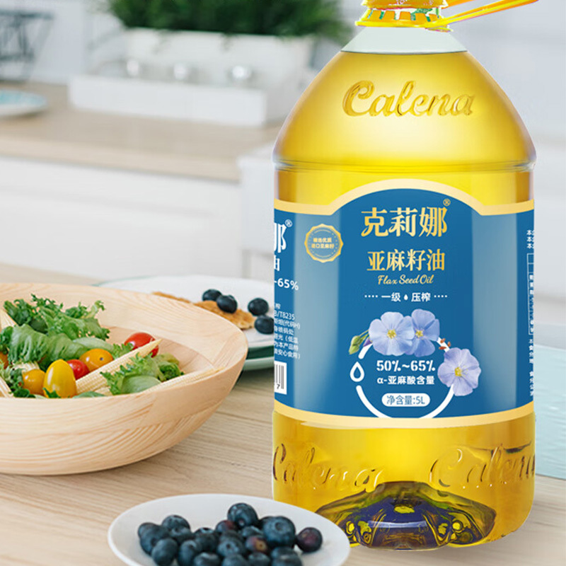 克莉娜亚麻籽油5L热炒香醇冷烹清爽家庭装PET瓶装一级压榨高清大图