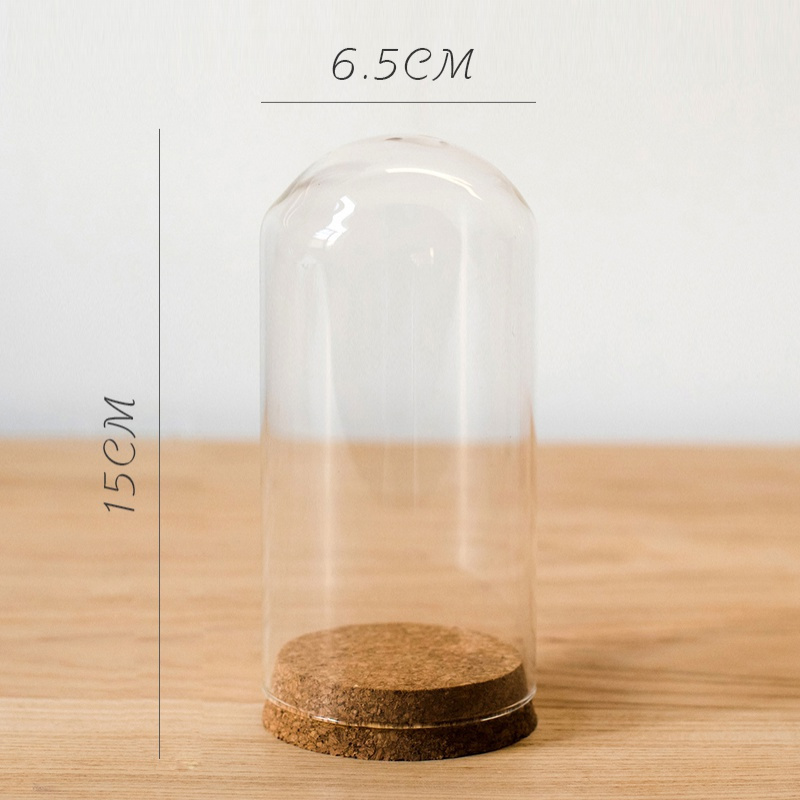 软木塞玻璃罩 装饰摆件微景观干花标本公仔玩偶瓶DIY E（6.5cmX15cm）_106