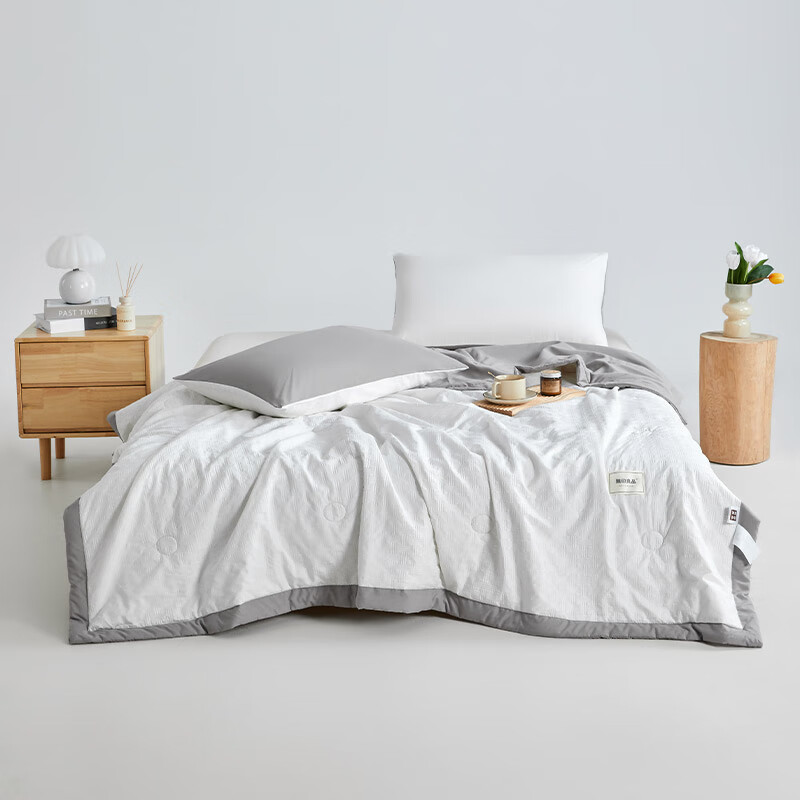 無印良品 针织提花A类大豆夏被 灰白 MJ-B2025-0197 200*230(±2)cm 1250g