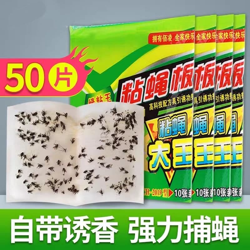 粘蝇纸苍蝇贴强力粘蝇板灭蝇子蚊子杀手克星捕捉器饭店一扫光自带 50片图片