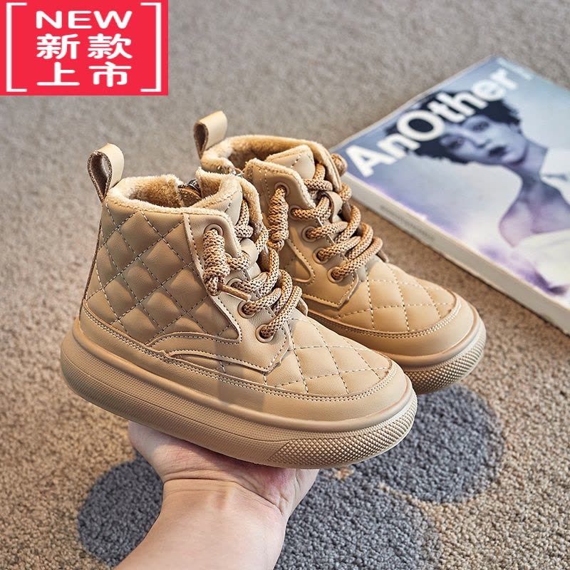 可莉允儿童二棉鞋女童马丁靴2022新款秋冬季雪地靴男童加绒加厚宝宝短靴图片