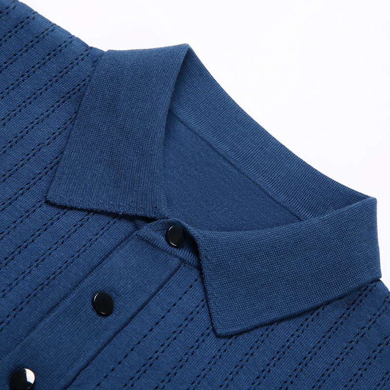 免费试穿 专柜正品夏季男士桑蚕丝针织翻领短袖t恤中年时尚潮流半袖冰丝polo衫潮流T恤体恤衫可定制批发开发票加肥加大码高清大图