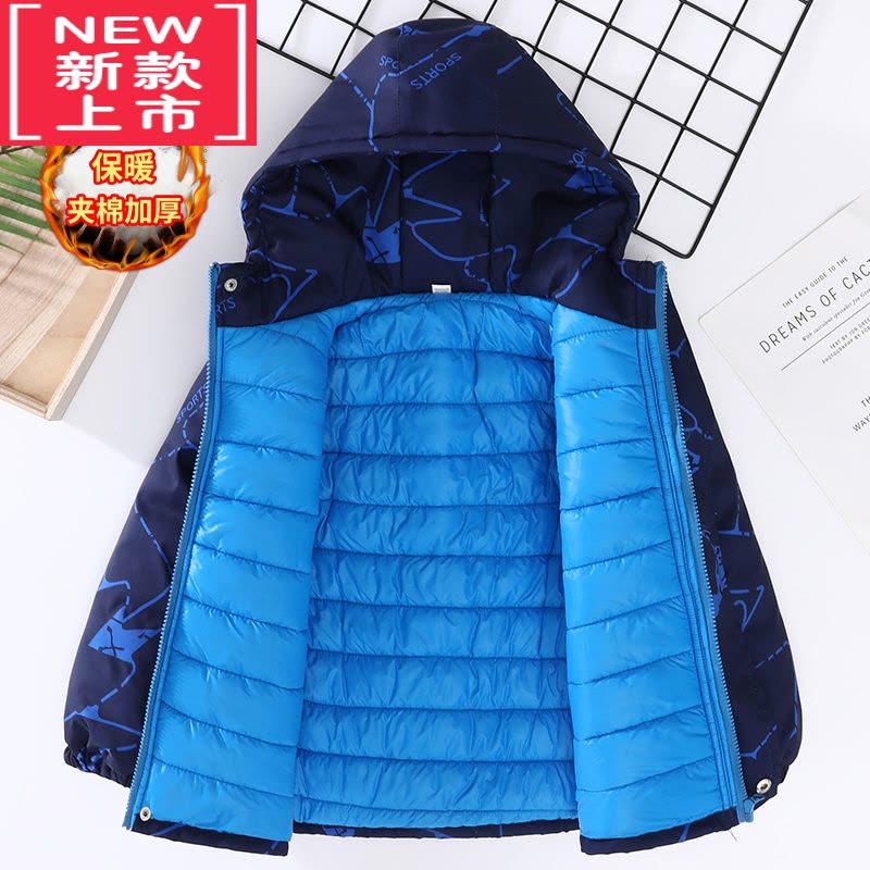 可莉允童装男童2022年冬装洋气中大童儿童加厚冲锋衣棉衣外套棉服时尚图片