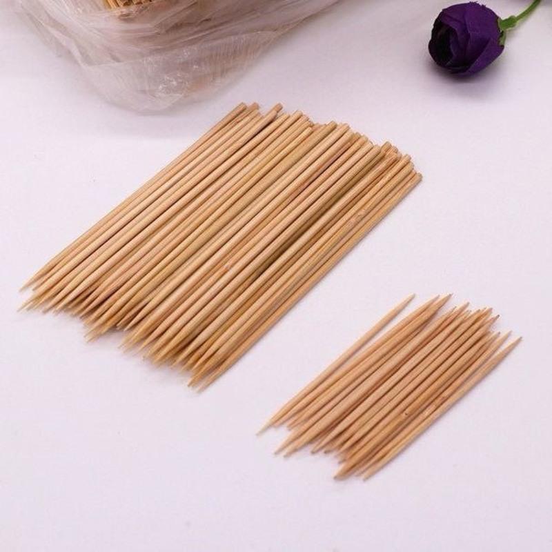 25加粗10cm加长水果签平头竹签竹子小吃水果签叉竹签鸡排签2510cm单头