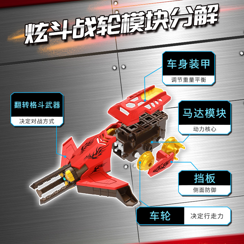 三宝正版炫斗战轮玩具男孩战车儿童站仑反斗双武器炎龙战刃翻斗车 碎裂毒牙-进阶版高清大图