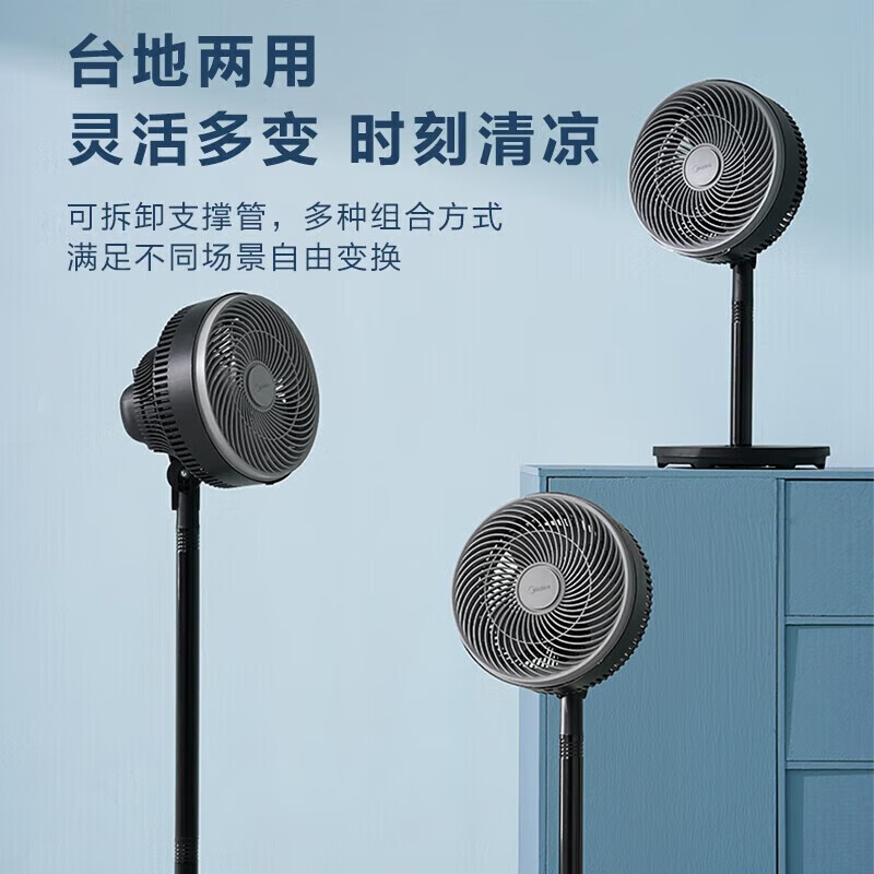 美的(Midea)电风扇家用轻音节能空气循环扇大风量落地扇可拆洗台地两用电风扇摇头宿舍电扇台式桌面风扇 FGA24UM高清大图