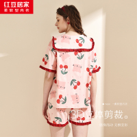 红豆居家女士纯棉可爱印花短袖居家服套装