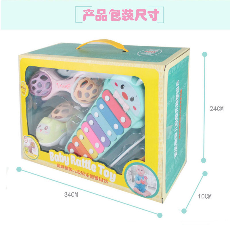妮妮雅婴幼儿手摇铃0-1岁手抓握可啃咬软胶宝宝益智早教玩具3-6-12个月