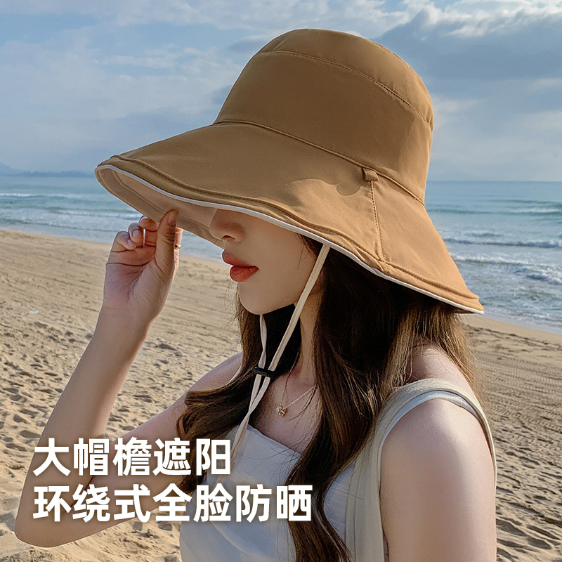 渔夫帽女款新夏季大帽檐防紫外线遮阳帽出游遮脸网红防晒太阳新紫高清大图