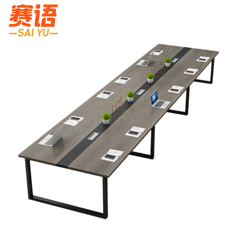 赛语会议桌灰橡木色高清大图