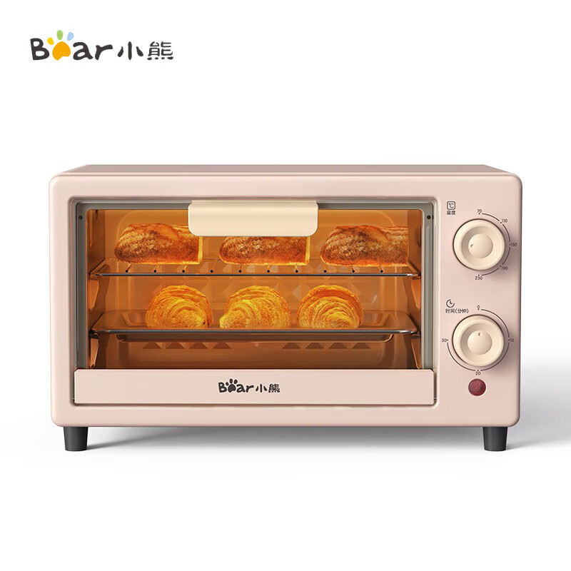 小熊(bear) 电烤箱迷你烤箱多用10L家用容量独立控温控时 DKX-F10M6杏色/台