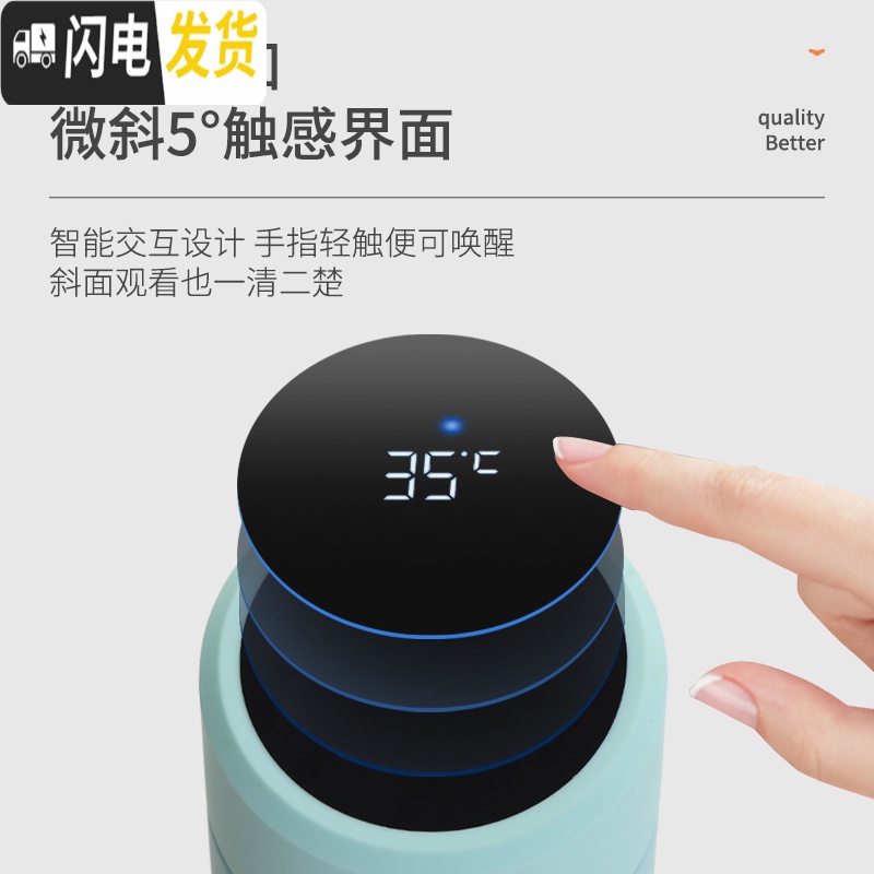 三维工匠智能测温保温杯男大容量便携水杯女学生ins简约304不锈钢运动杯子 少女粉.高清大图