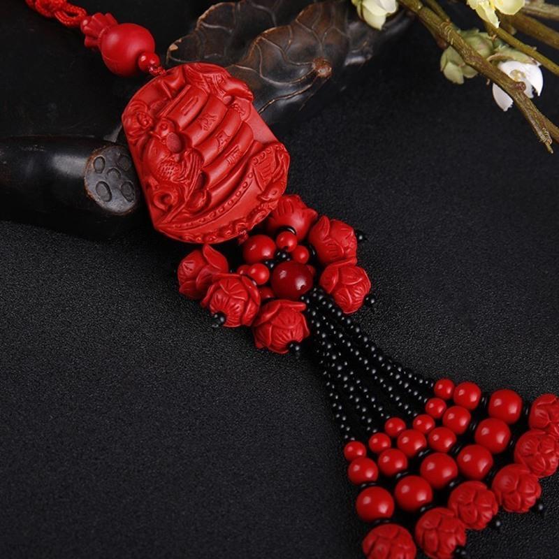 汽车挂件出入平安朱砂挂件莲花保平安一帆风顺车内吊坠双貔貅挂件出入