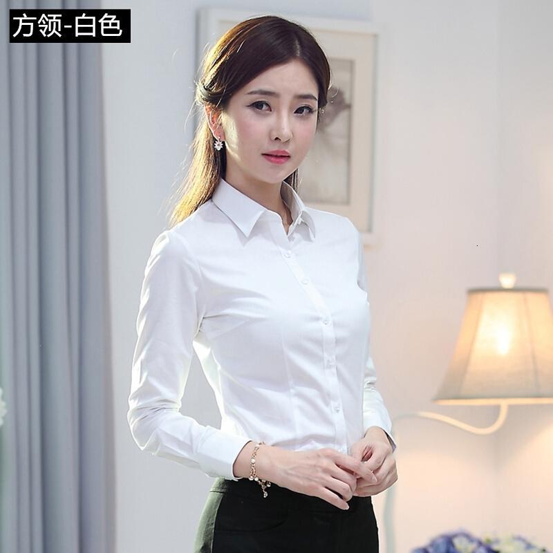 韩版白衬衫长袖职业修身作纯商务正百搭棉衬衣