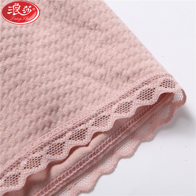 浪莎langsha女士内裤中腰四季平角裤抑菌蜂巢短裤裤头4条高清大图