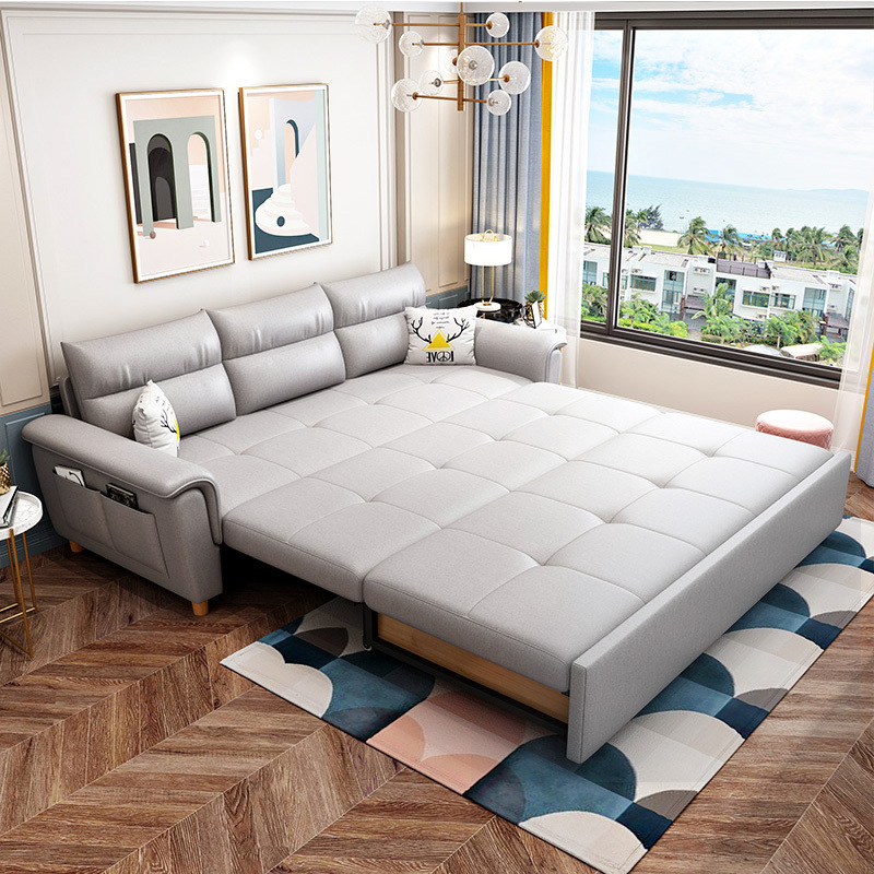 寻木匠北欧风格可折叠坐睡觉两用科技布沙发床客厅多功能小户型布艺储