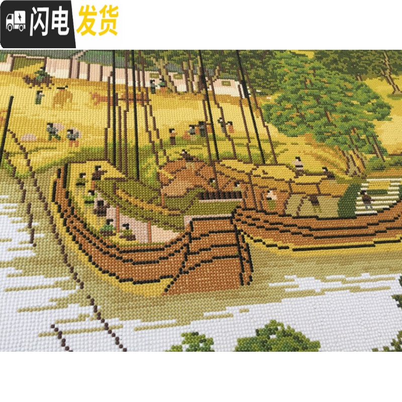 三维工匠5D钻石画清明上河图十字绣6米风景满钻客厅2019新款贴简单砖石绣 魔方圆钻300*75cm满钻送九钻笔高清大图
