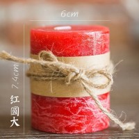 工艺蜡烛 环保无烟圆柱方形 婚庆节日婚礼 红圆大一个_754