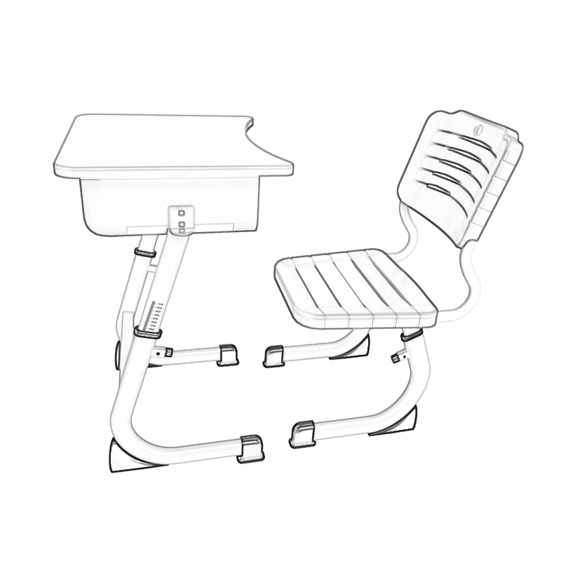 万聪七字型套管钢塑课桌椅wc210724