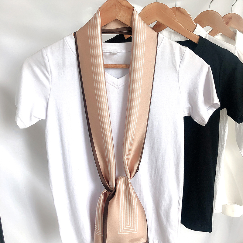 盛世尼曼韩版小长条细窄纱巾女士百搭薄款围巾秋冬季丝巾韩国领巾方巾