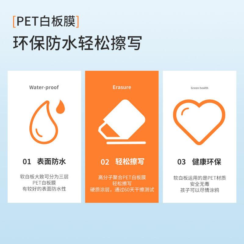 得力(deli)8715自粘性白板 45*100cm 磁性软白板 可擦写墙贴 办公家用软白板写字板儿童涂鸦板
