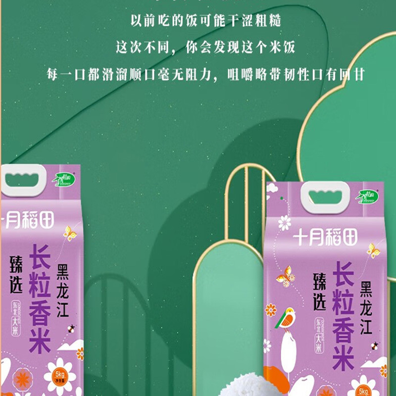 十月稻田 臻选长粒香米 5kg 黑龙江大米 5kg高清大图