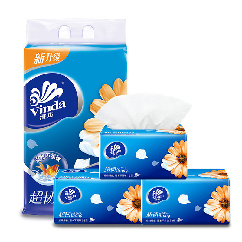 维达(vinda) 抽纸 超韧3层150抽软抽*24包 面巾餐巾卫生纸巾新旧混发