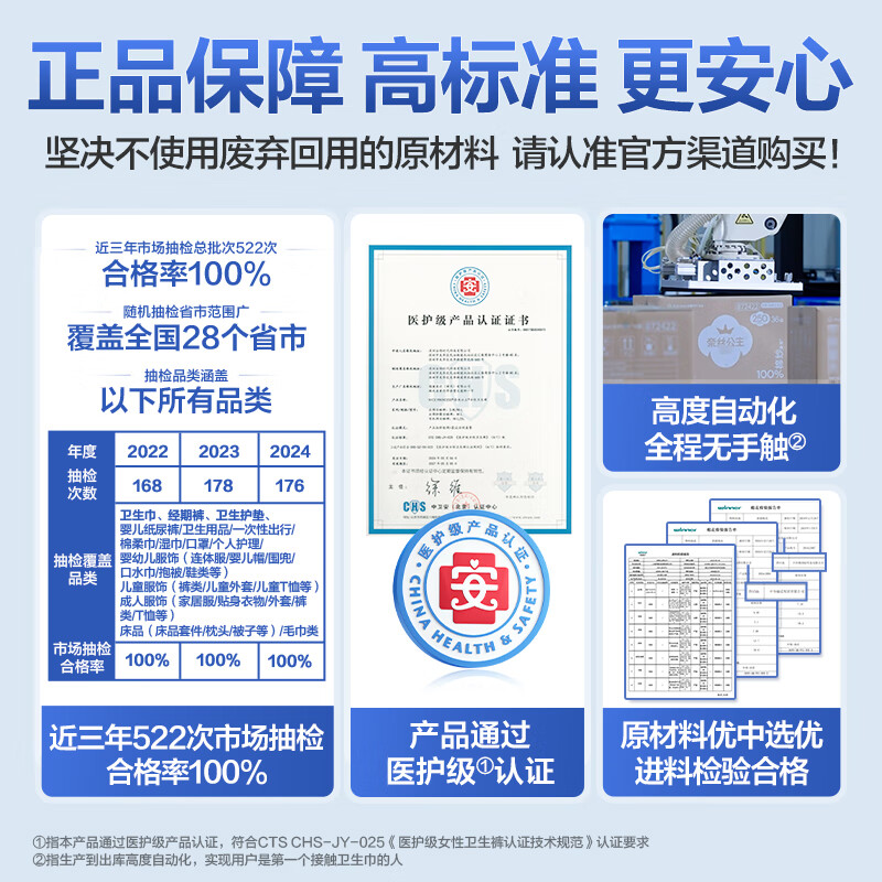 全棉时代(Purcotton)2022奈丝公主100%有机棉系列经期裤M-L号,3片/盒高清大图