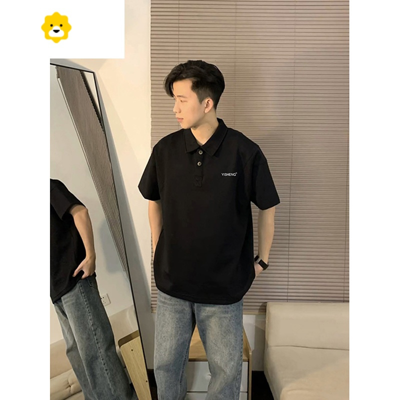 fish basket短袖男款polo衫痞帅高级感poli领t恤季成熟稳重男装半截袖