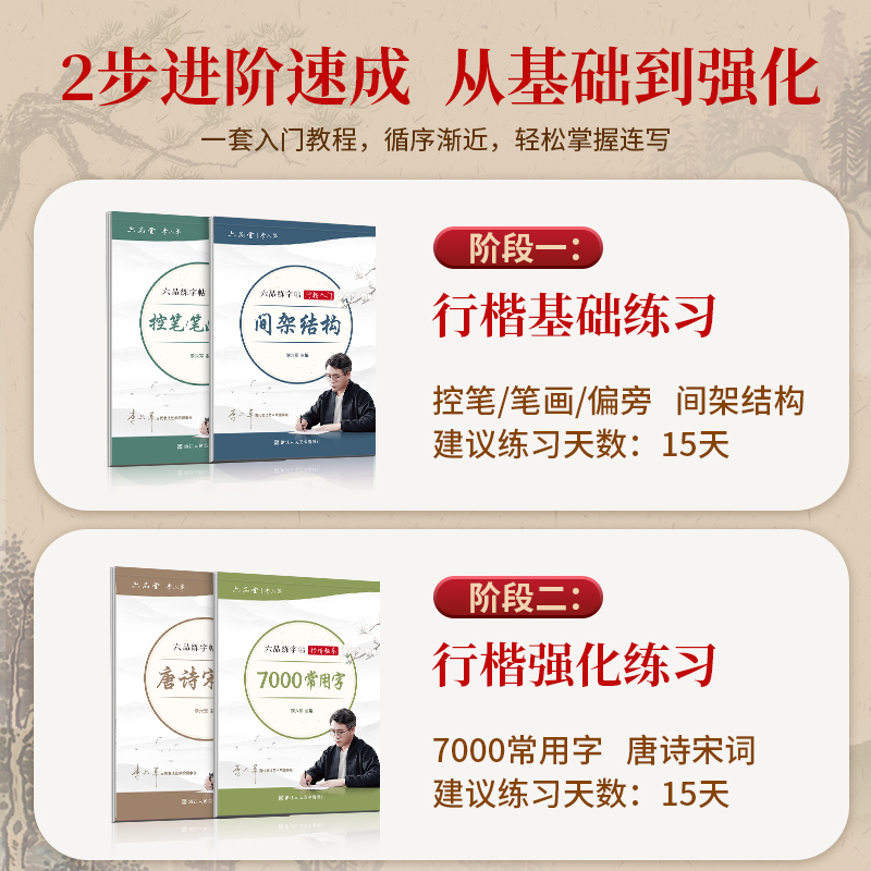 [初学速成全套4本]送练字笔+12支笔芯 [正版]行楷字帖成人练字行书字帖初中生高中生初学者零基础入门控笔训练写字笔画笔高清大图