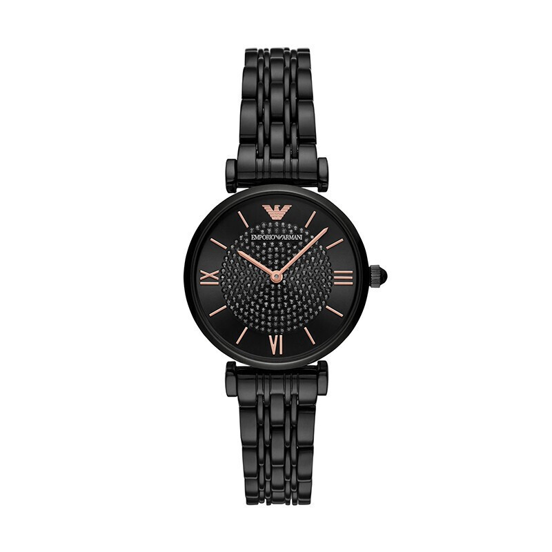 阿玛尼(EMPORIO ARMANI)手表新款黑色满天星石英表女表欧美时尚百搭腕表AR11245