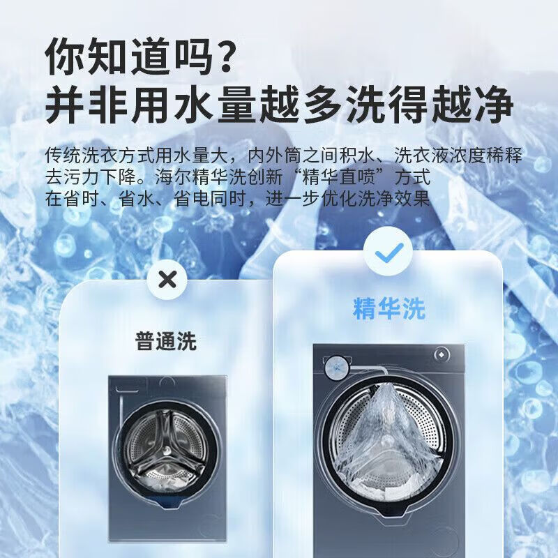 海尔(Haier)10公斤大容量家用滚筒洗衣机 超薄平嵌精华洗2.0巴氏除菌 XQG100-HBD12516高清大图
