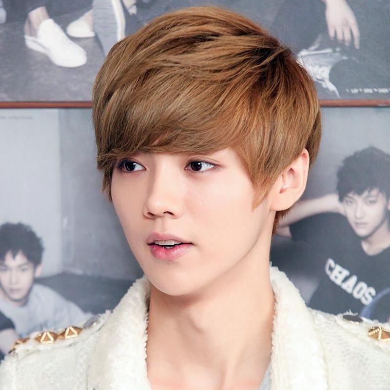 鹿晗同款假发男帅气短发逼真蓬松斜刘海男士假发韩版自然时尚学生自然