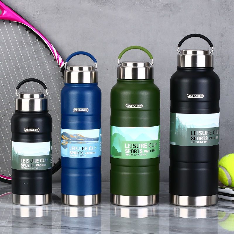 泽辉保温杯304不锈钢大容量全钢水杯男款女学生户外车载旅行杯子 磨砂