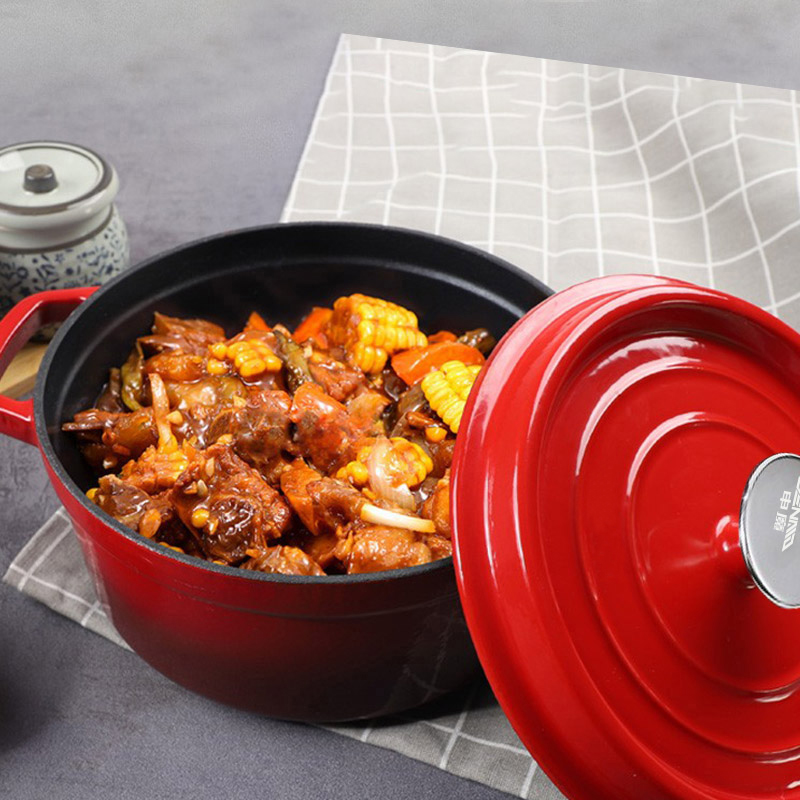 申魔红色恋人珐琅铸铁汤锅-24CMSC22K68高清大图