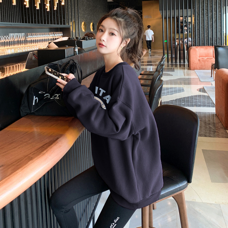 唐狮秋冬季卫衣女韩版宽松加绒卡通印花可爱ins百搭潮